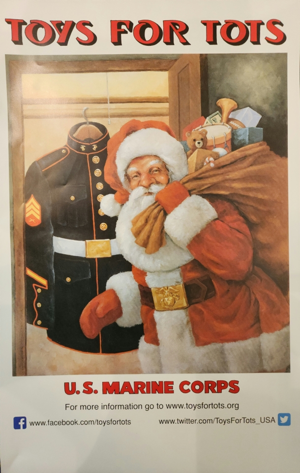 Marine Advertisement for Toys 4 Tots. Part of the overall Collage.